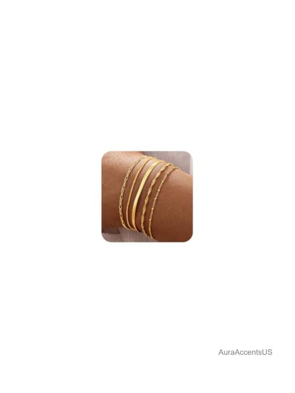 Gold Plated Stackable Bracelet Set Women Adjustable Snake Link Chain Waterproof